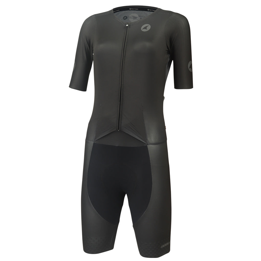 Women's Lightweight Cycling Skinsuit - Front View #color_black