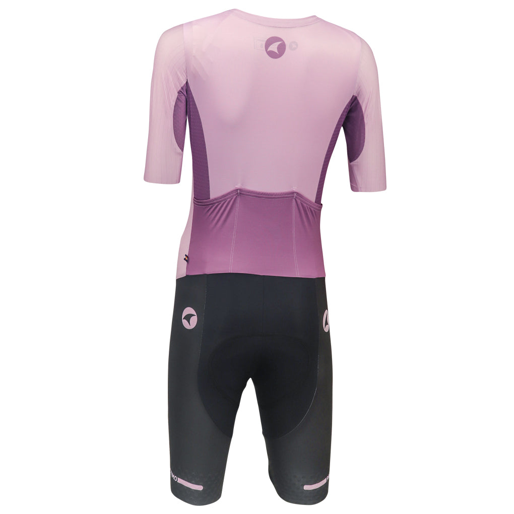 Women's Lightweight Cycling Skinsuit - Back View #color_lilac