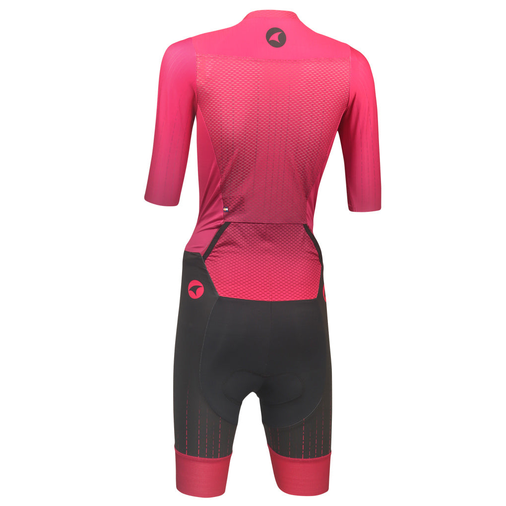 Short Sleeve Triathlon Suit Womens - Back View #color_orchid