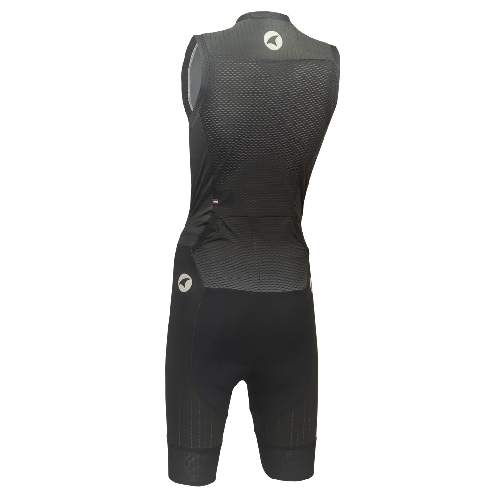 Sleeveless Triathlon Suit Womens - Back View  #color_charcoal