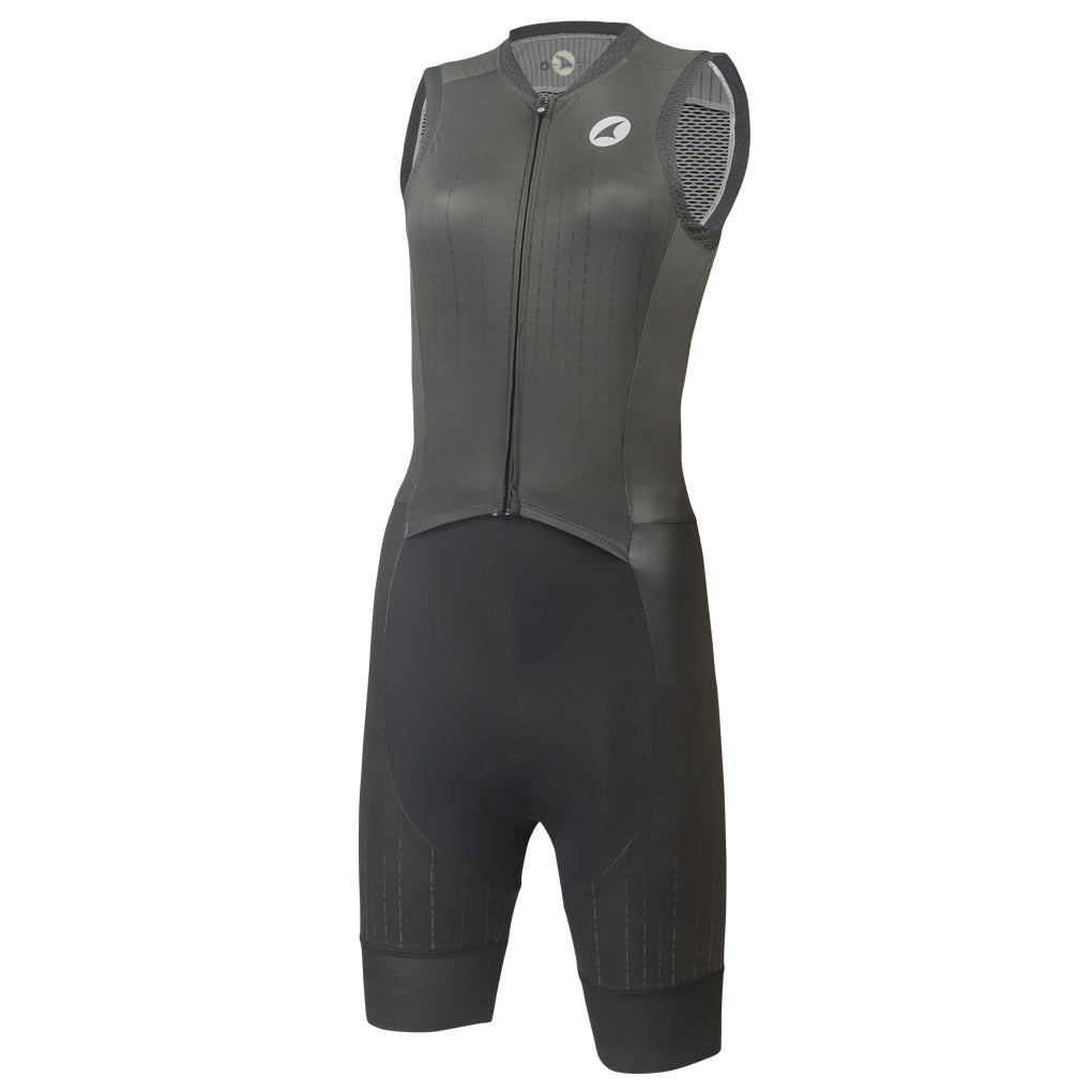 Sleeveless Triathlon Suit Womens - Front View #color_charcoal