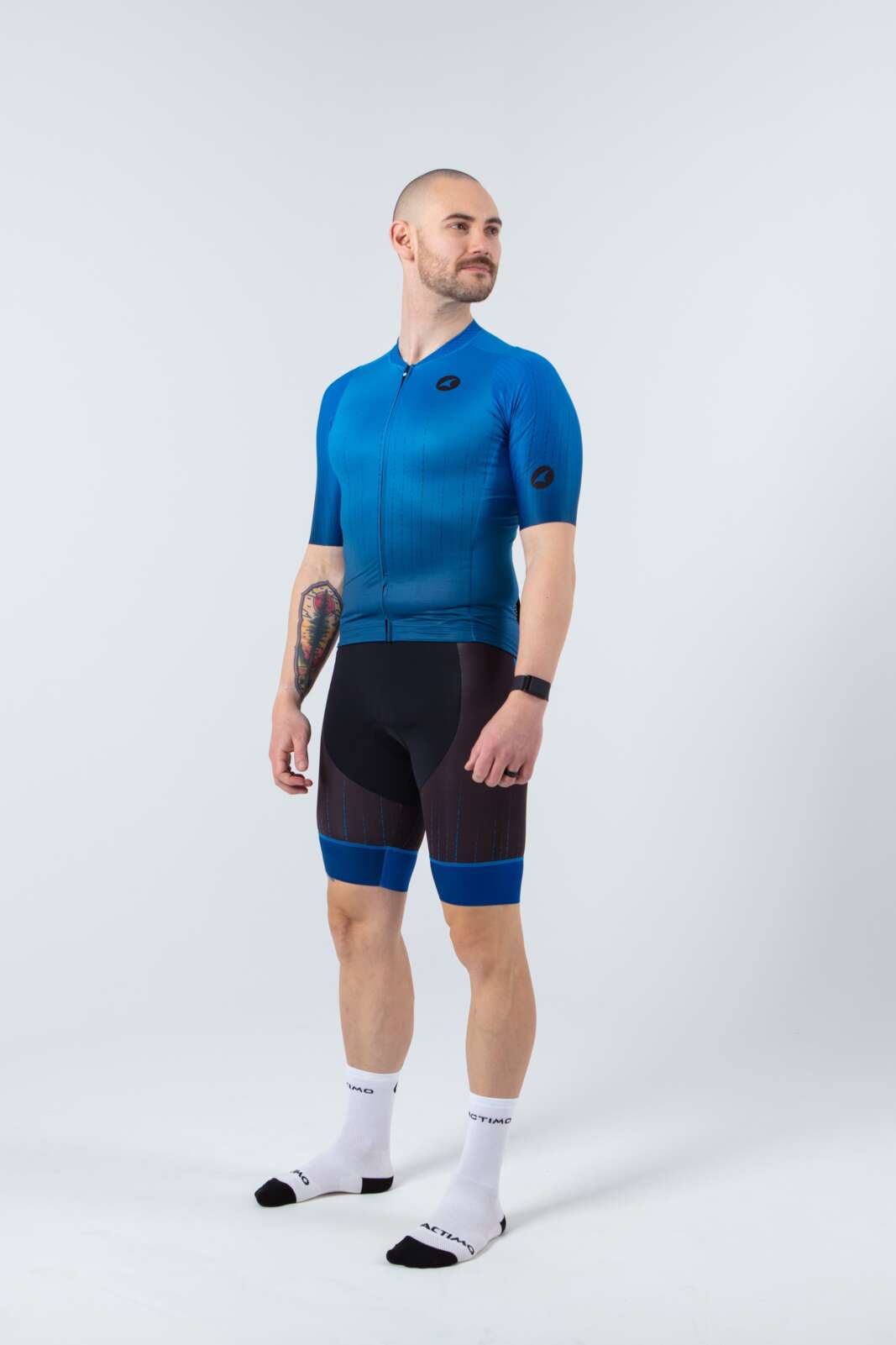 Men's Blue Short Sleeve Triathlon Suit - Front View