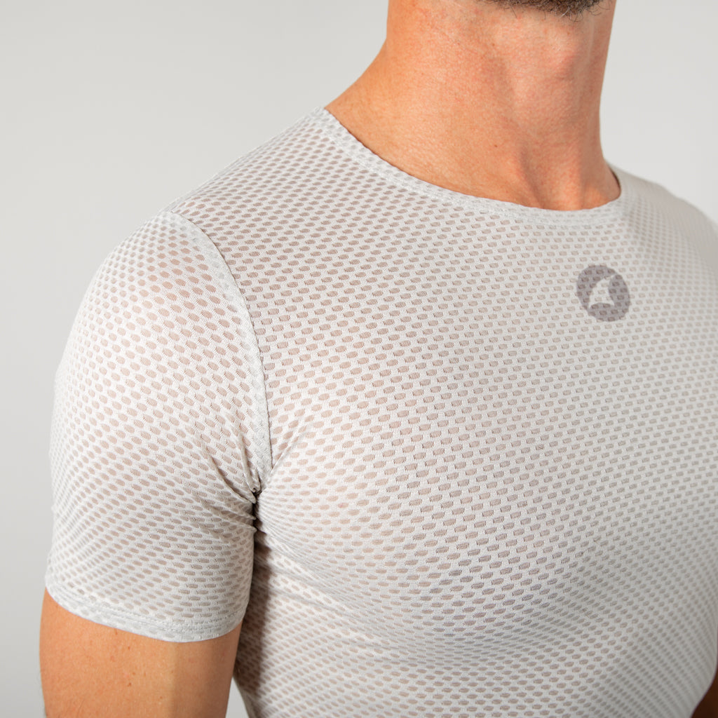 Men's Lightweight Short Sleeve Cycling Base Layer - Fabric Detail #color_dune