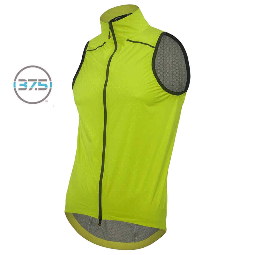 Waterproof Cycling Rain Vest for Men Front View #color_manic-yellow