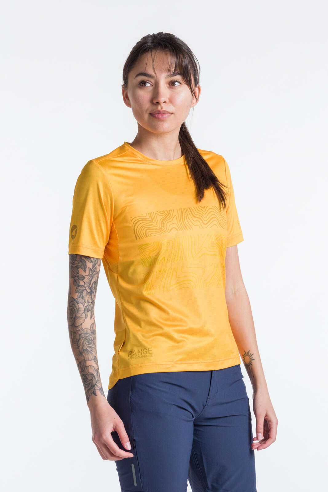 Women's Orange Mountain Bike Jerseys - Front View