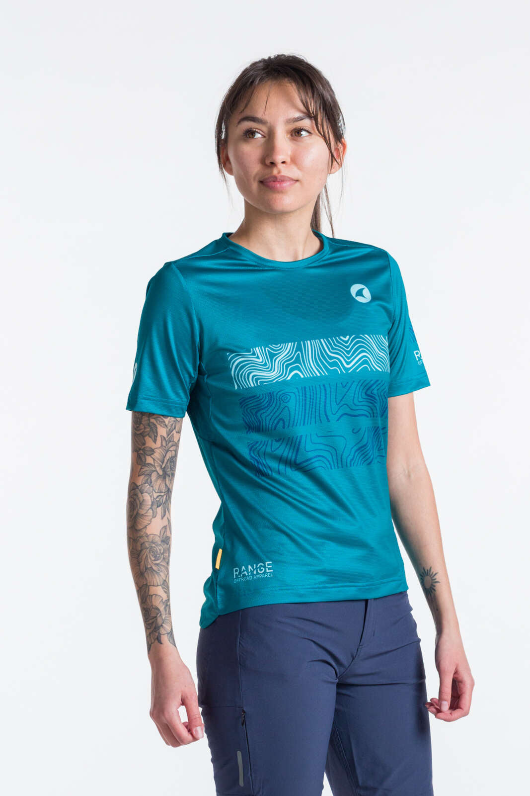 Women's Teal Mountain Bike Jerseys - Front View