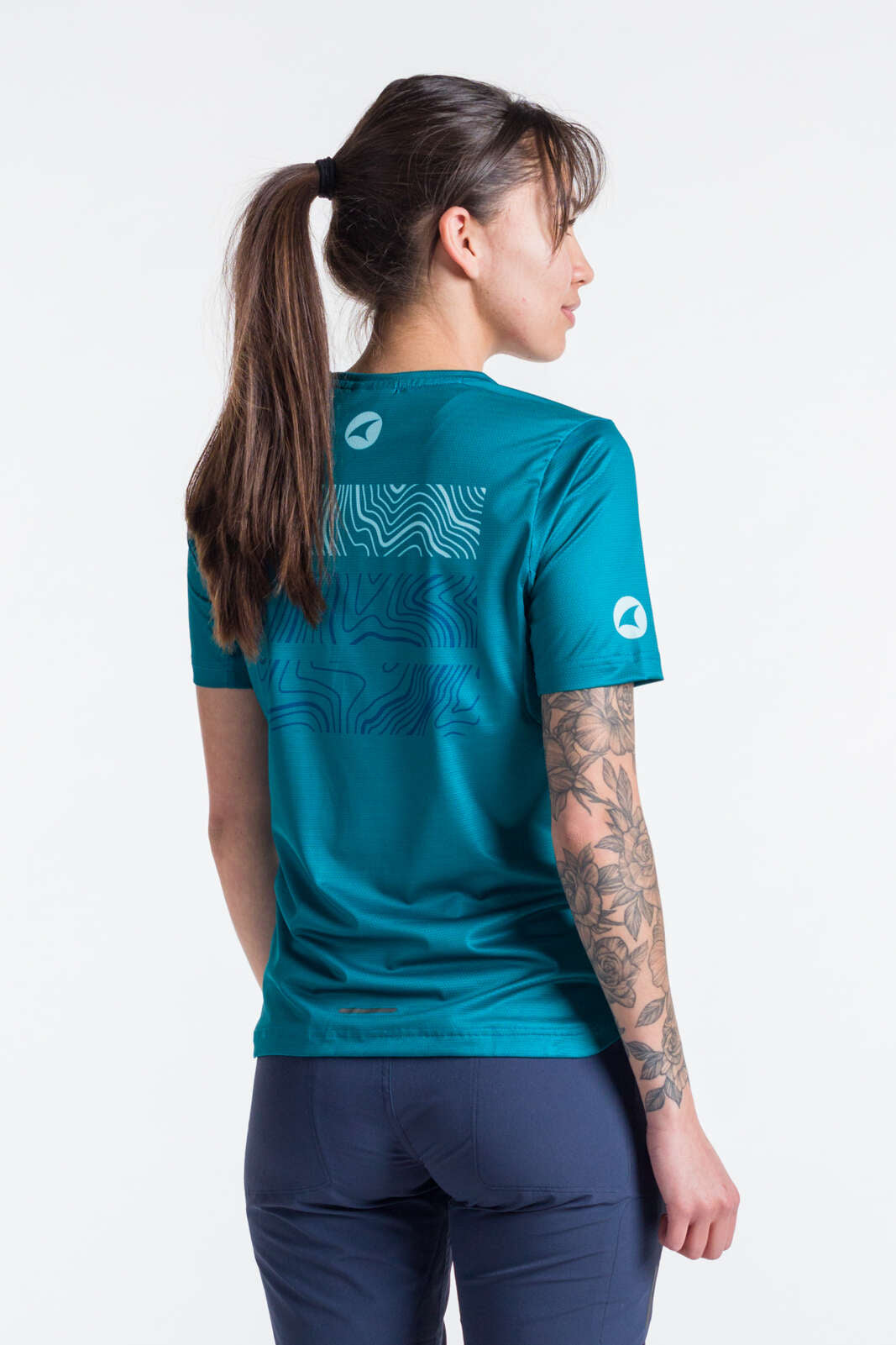 Women's Teal Mountain Bike Jerseys - Back View