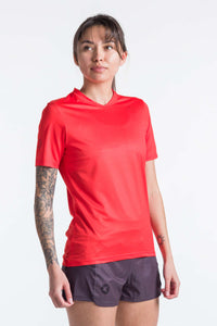 Women's Red Running Shirt - Front View