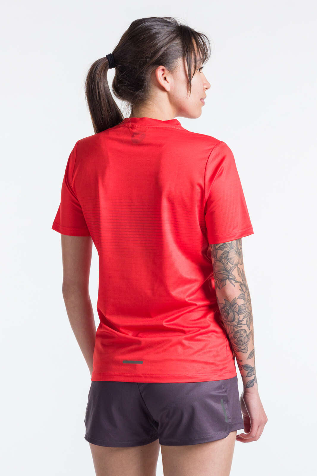Women's Red Running Shirt - Back View