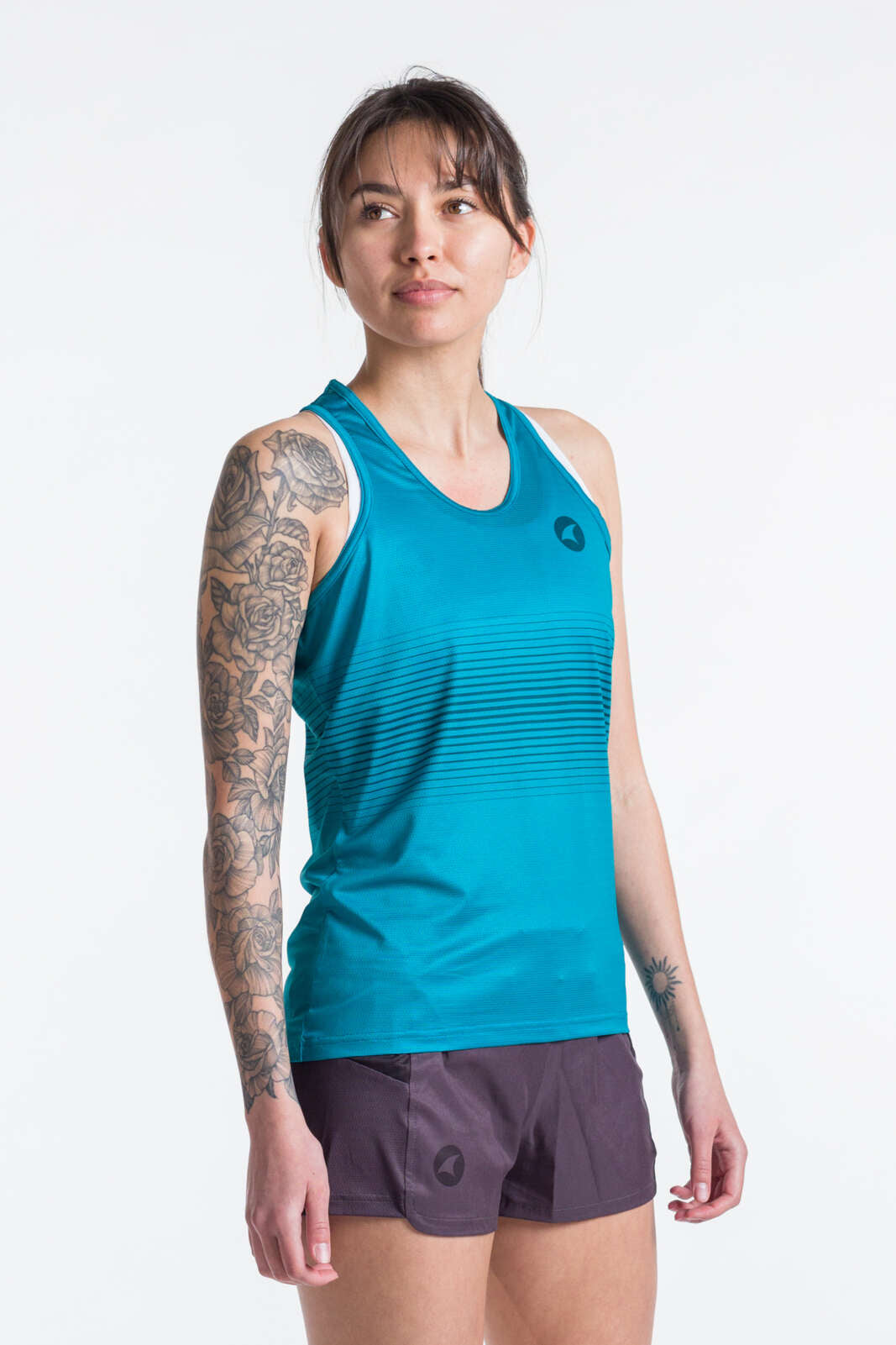 Women's Teal Running Singlet - Front View