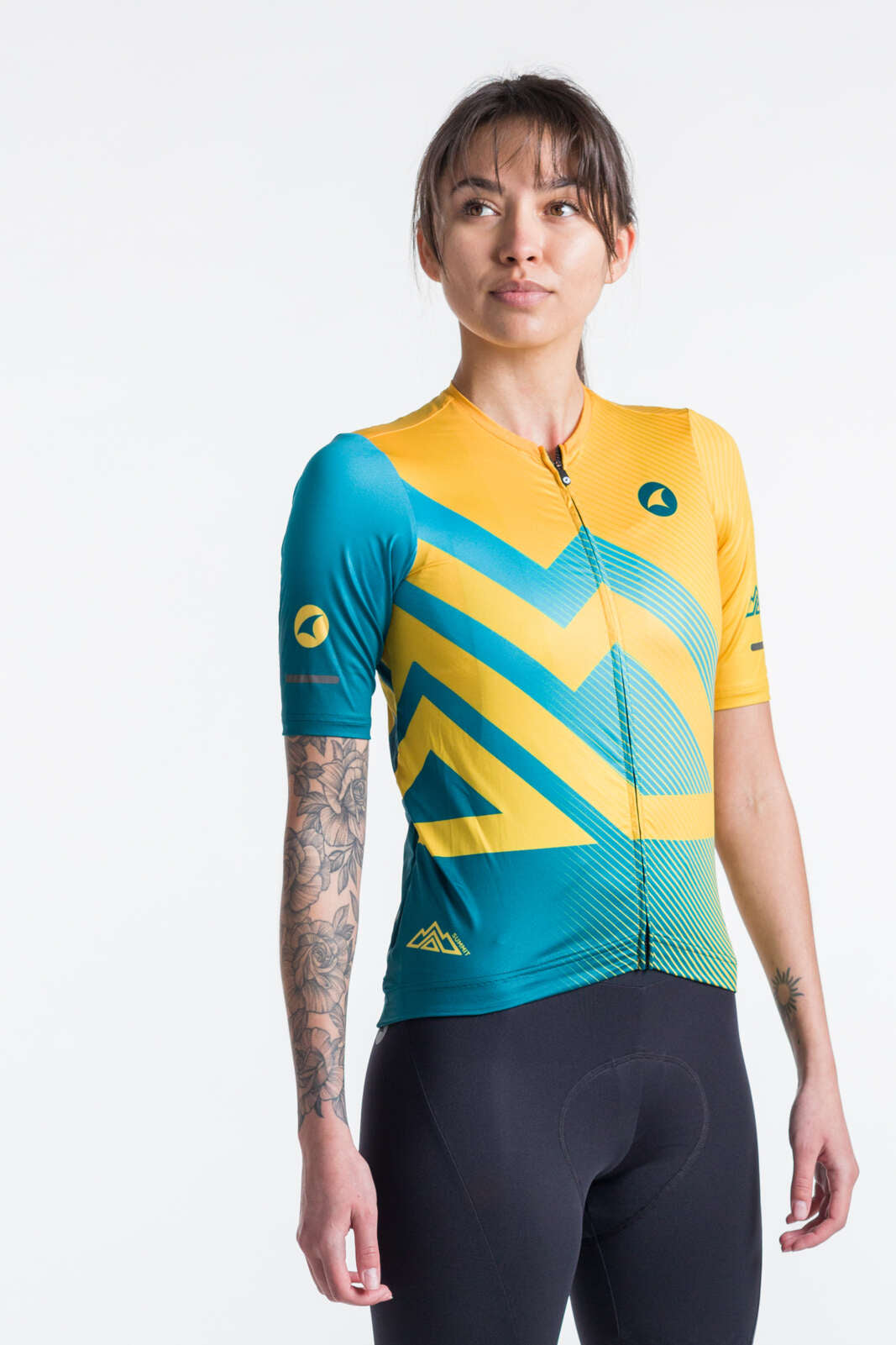 Women's Best Orange & Teal Cycling Jersey - Summit Front View