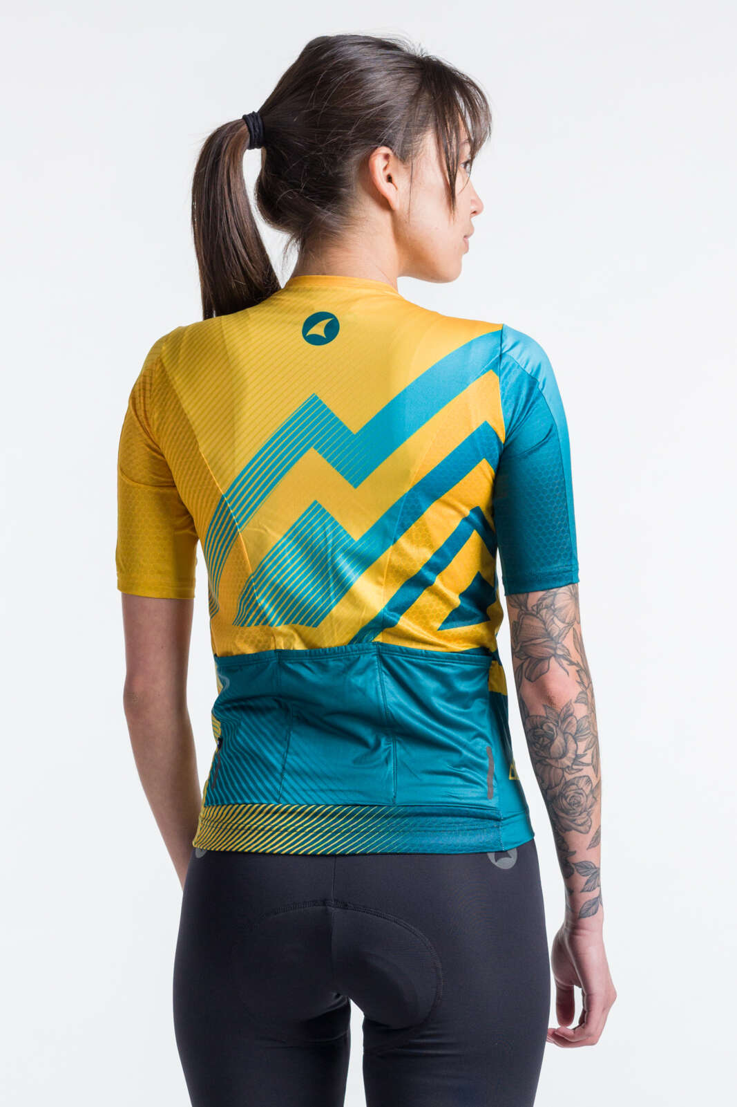 Women's Best Orange & Teal Cycling Jersey - Summit Back View