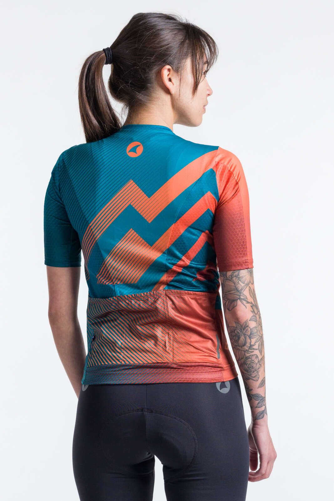 Women's Best Teal & Orange Cycling Jersey - Summit Front View