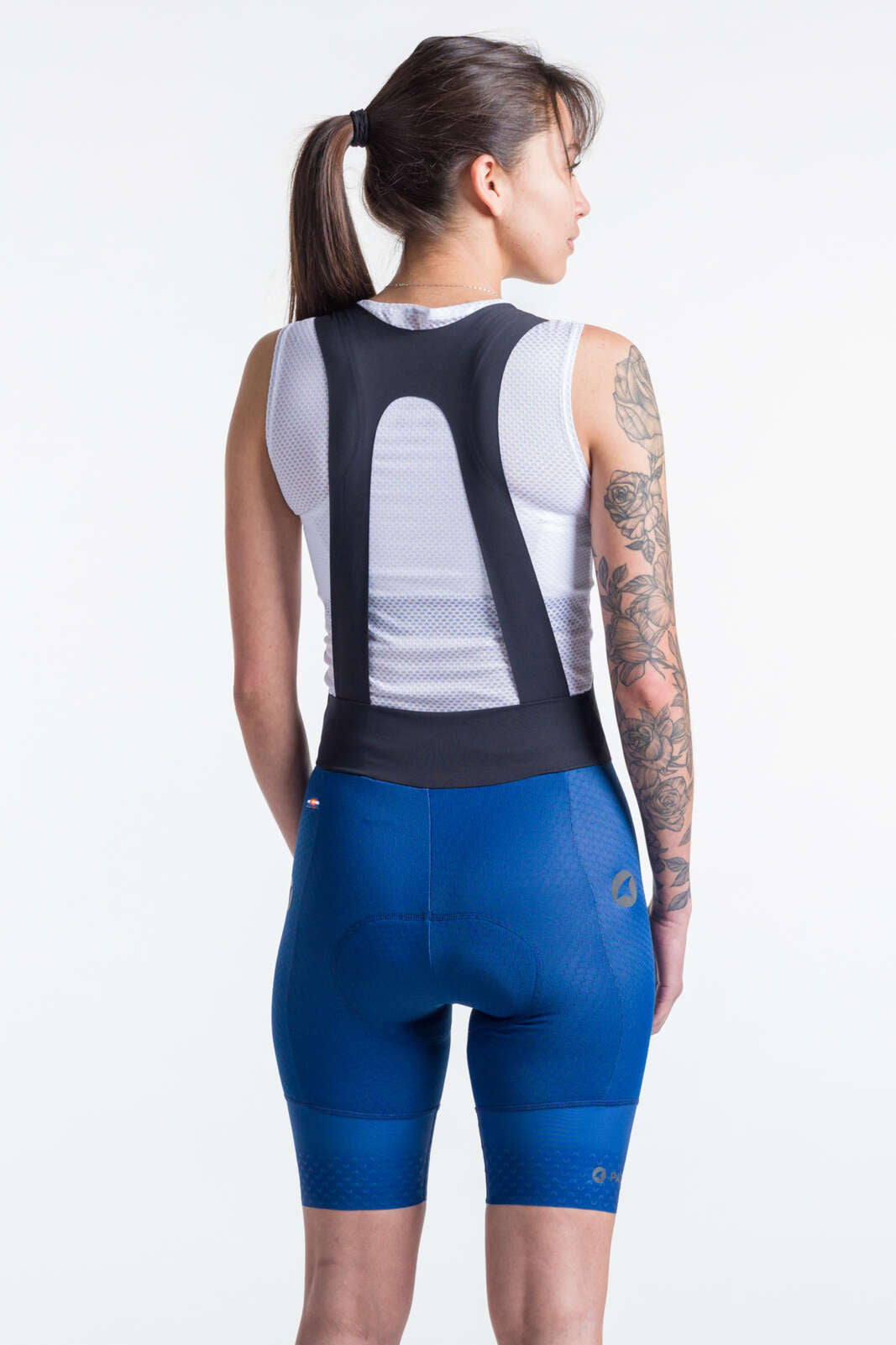 Women's Compression Navy Blue Cycling Bibs - Back View
