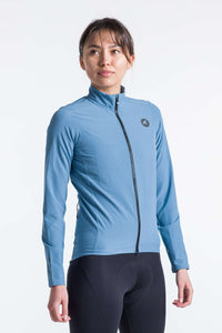 Women's blue Packable Cycling Jacket - Summit Shell Front View