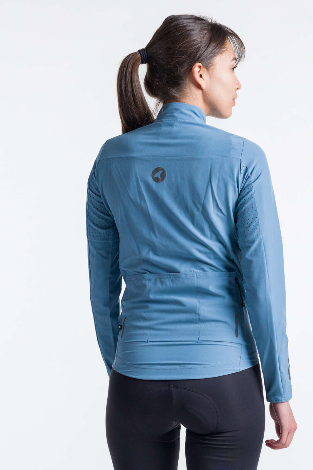 Women's Blue Packable Cycling Jacket - Summit Shell Back View