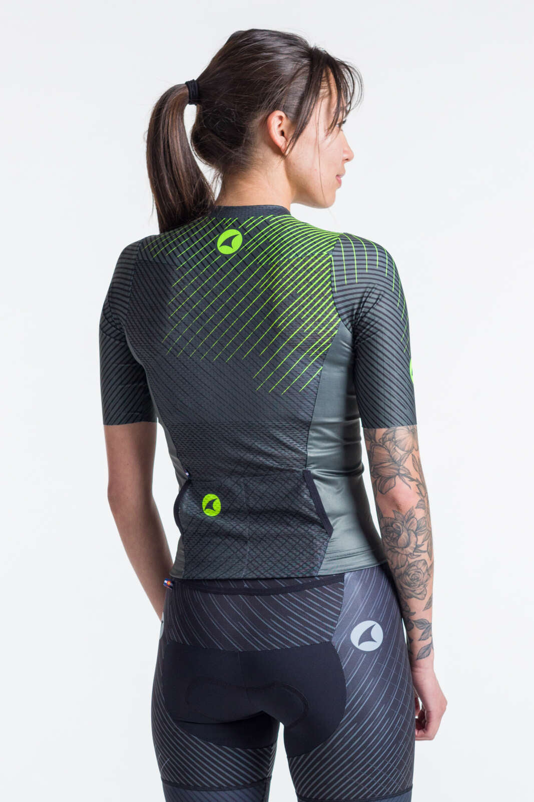 Women's Triathlon Top - Black Short Sleeve Back View