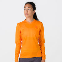 Women's Long Sleeve Mountain Bike Jersey - On Body Front View #color_bright-orange