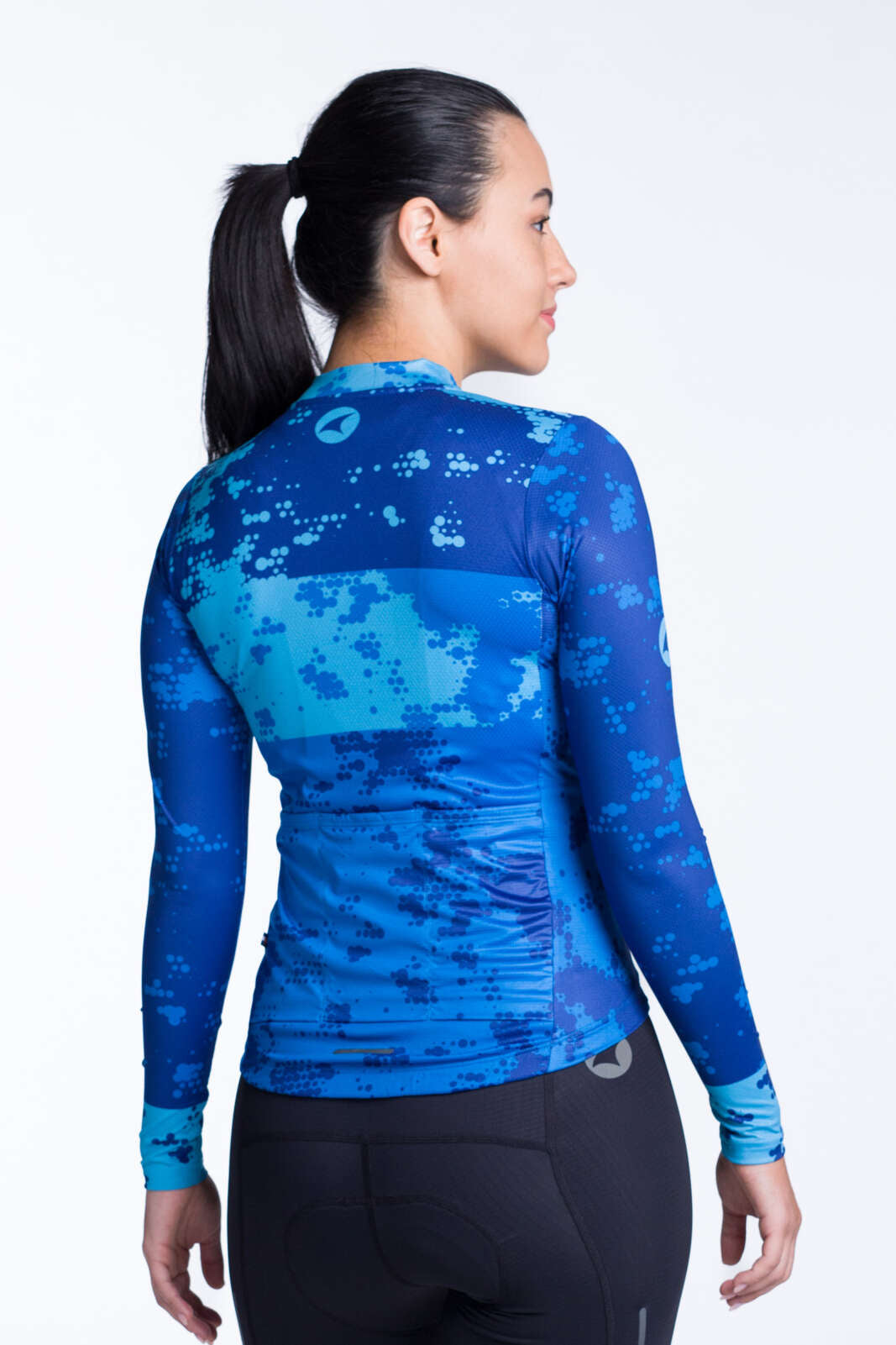 Women's Blue Aero Long Sleeve Cycling Jersey - Disperse Back View