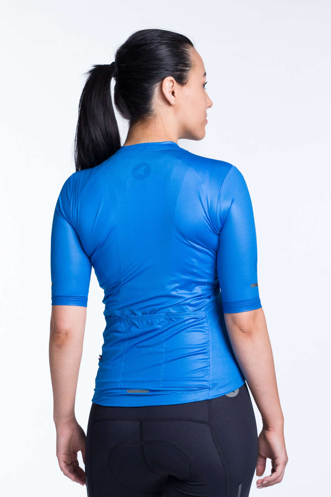 Women's Blue Summer Cycling Jersey - Ascent Aero Back View