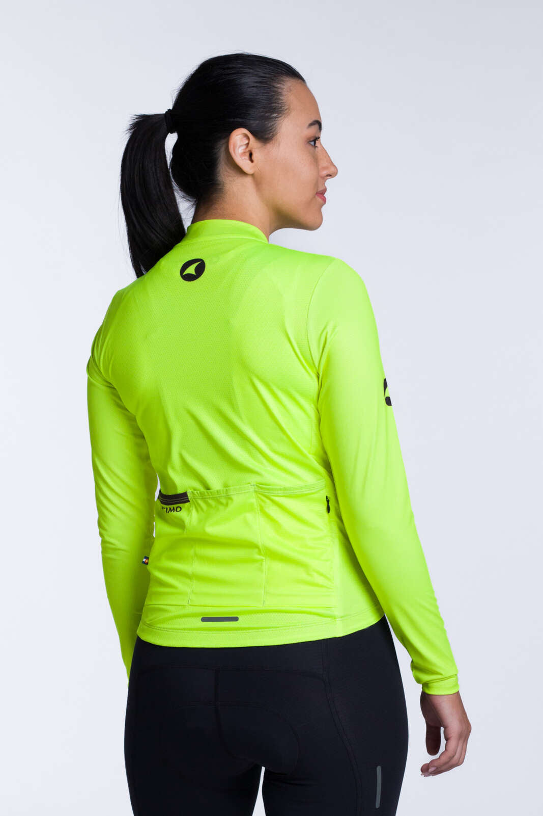 Women's High-Viz Yellow Long Sleeve Cycling Jersey - Ascent Back View