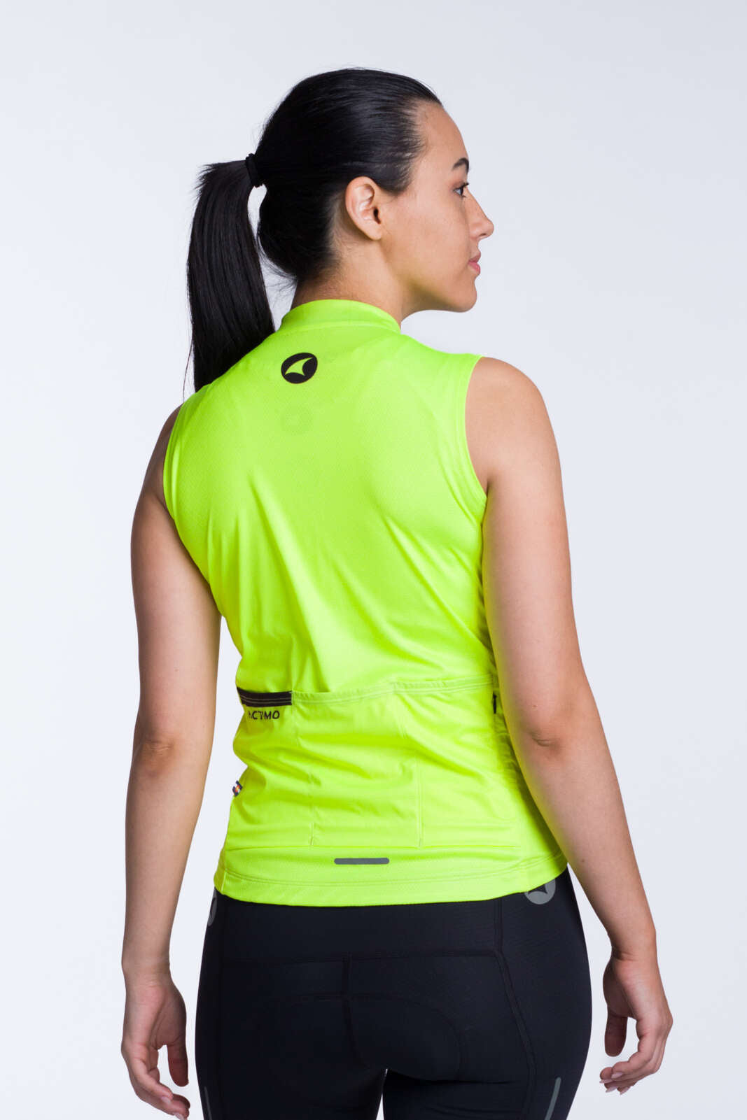 Women's High-Viz Yellow Sleeveless Cycling Jersey - Back View