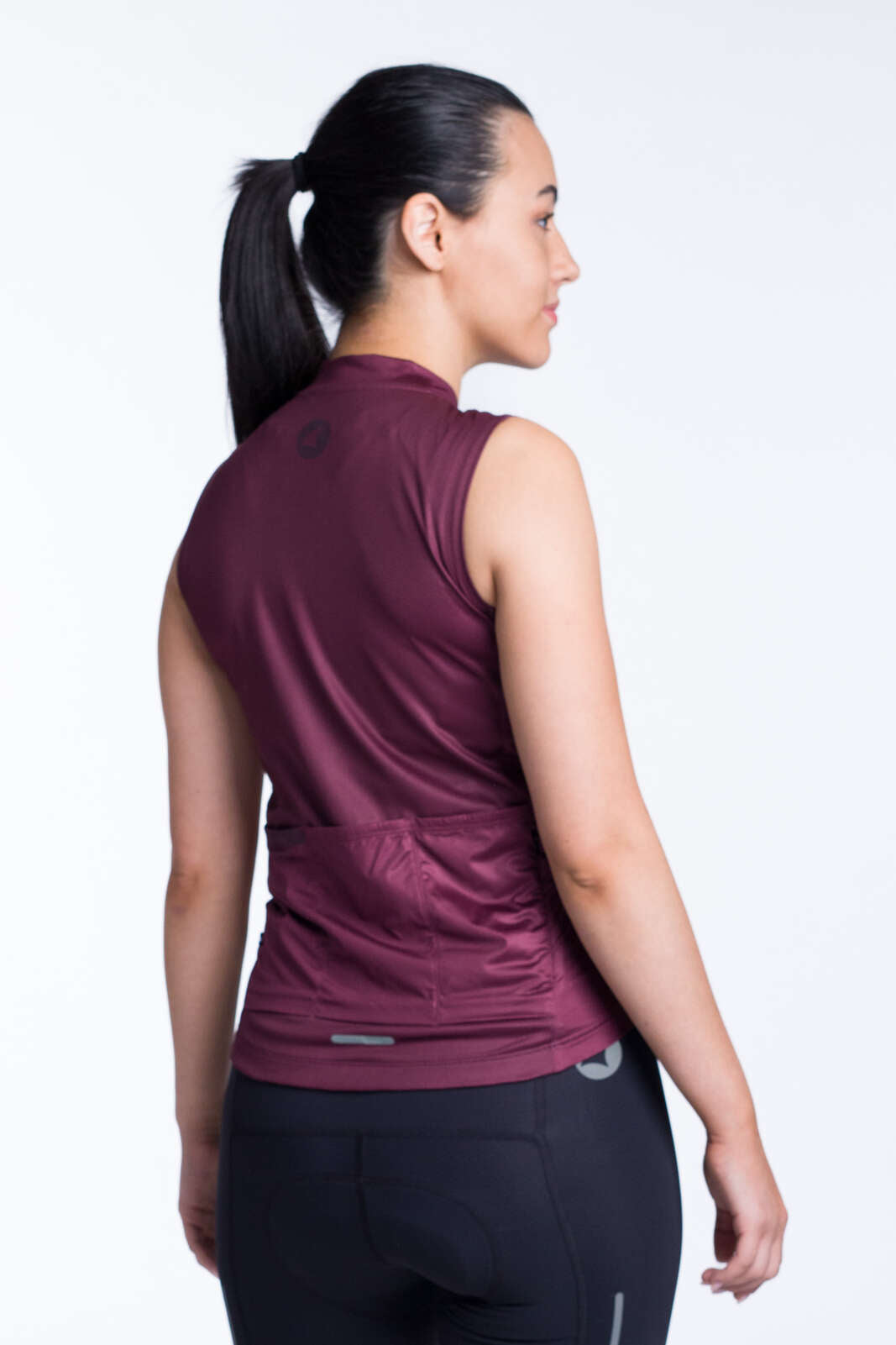 Women's Burgundy Sleeveless Cycling Jersey - Back View