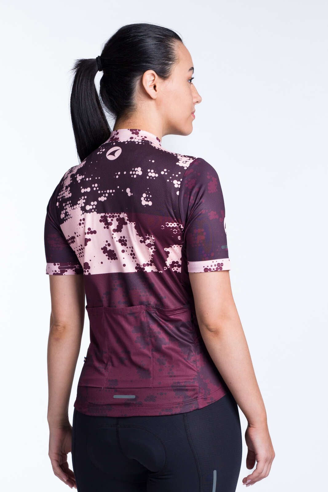 Women's Burgundy Bike Jersey - Ascent Back View