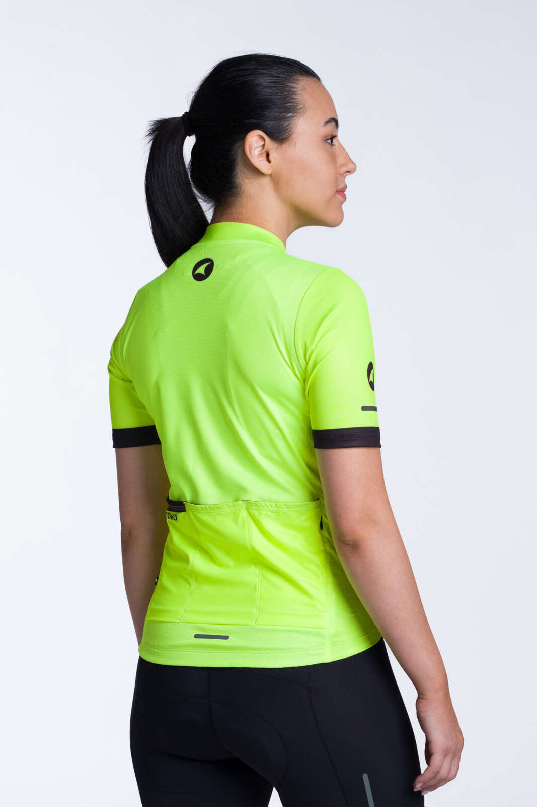 Women's High-Viz Yellow Bike Jersey - Ascent Back View