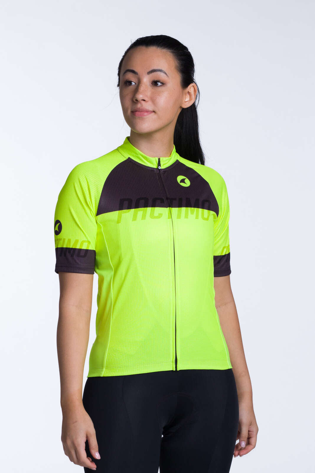 Women's High-Viz Yellow Loose Fit Cycling Jersey - Front View