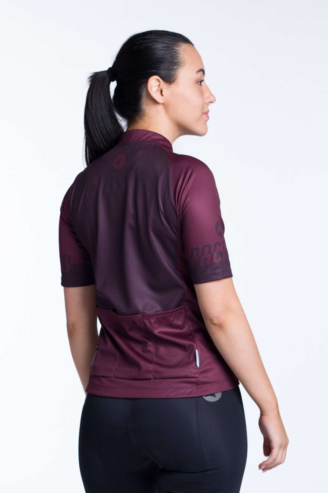 Women's Burgundy Loose Fit Cycling Jersey - Back View