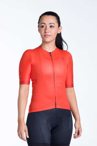 Women's Red Aero Cycling Jersey - Summit Front View