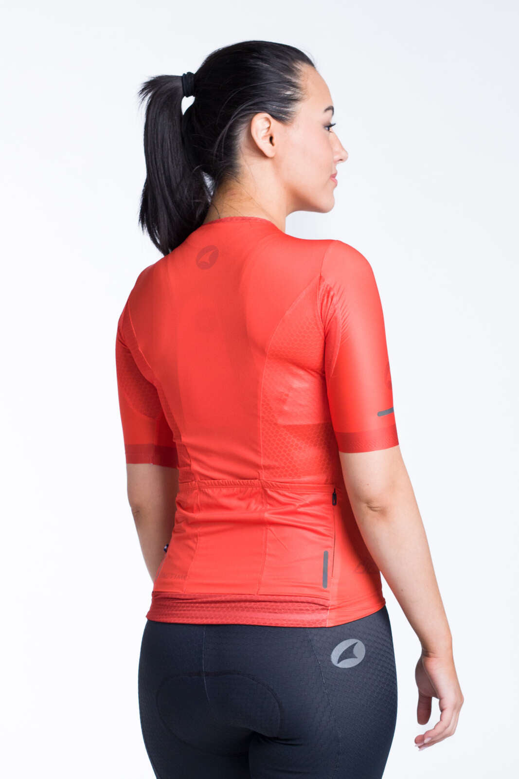 Women's Red Aero Cycling Jersey - Summit Back View