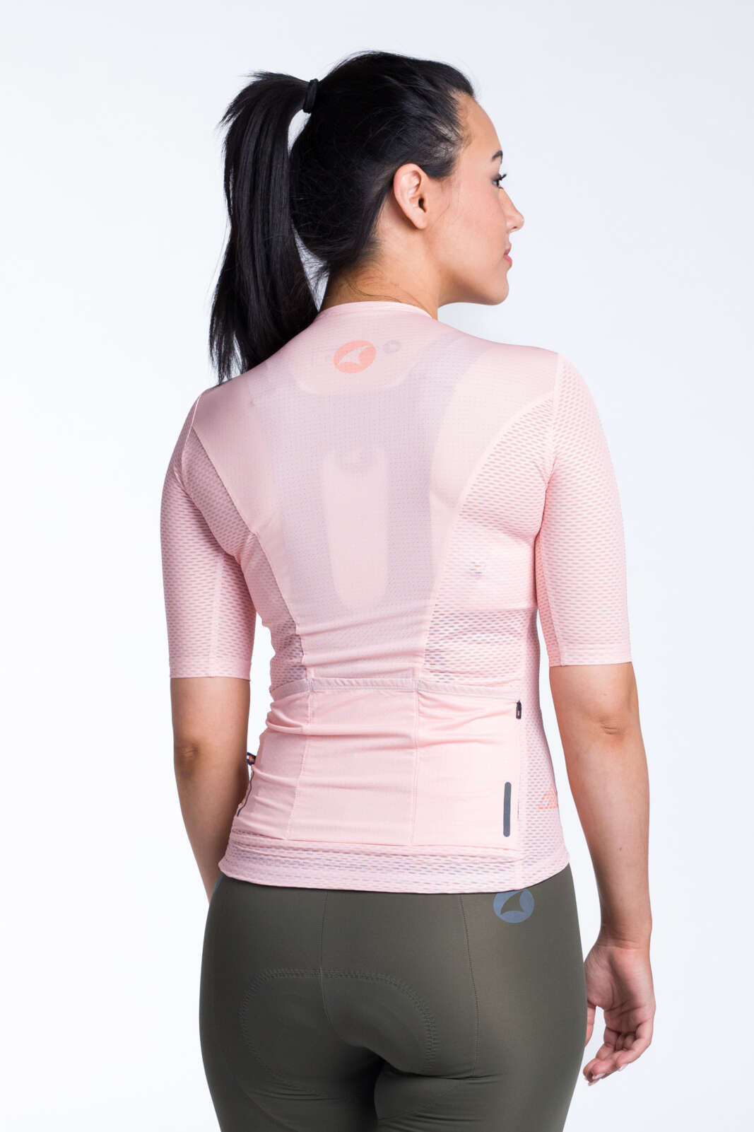 Women's Light Pink Aero Mesh Cycling Jersey  - Back View