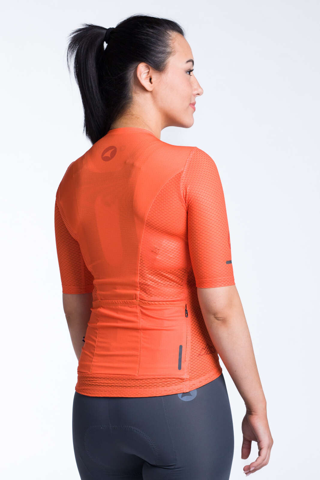 Women's Red Aero Mesh Cycling Jersey  - Back View