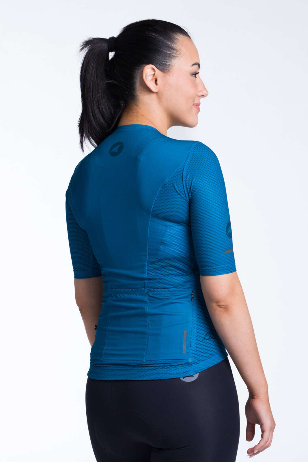 Women's Teal Aero Mesh Cycling Jersey  - Back View