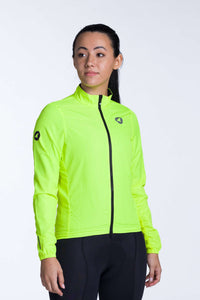 Women's High-Viz Packable Cycling Wind Jacket - Front View