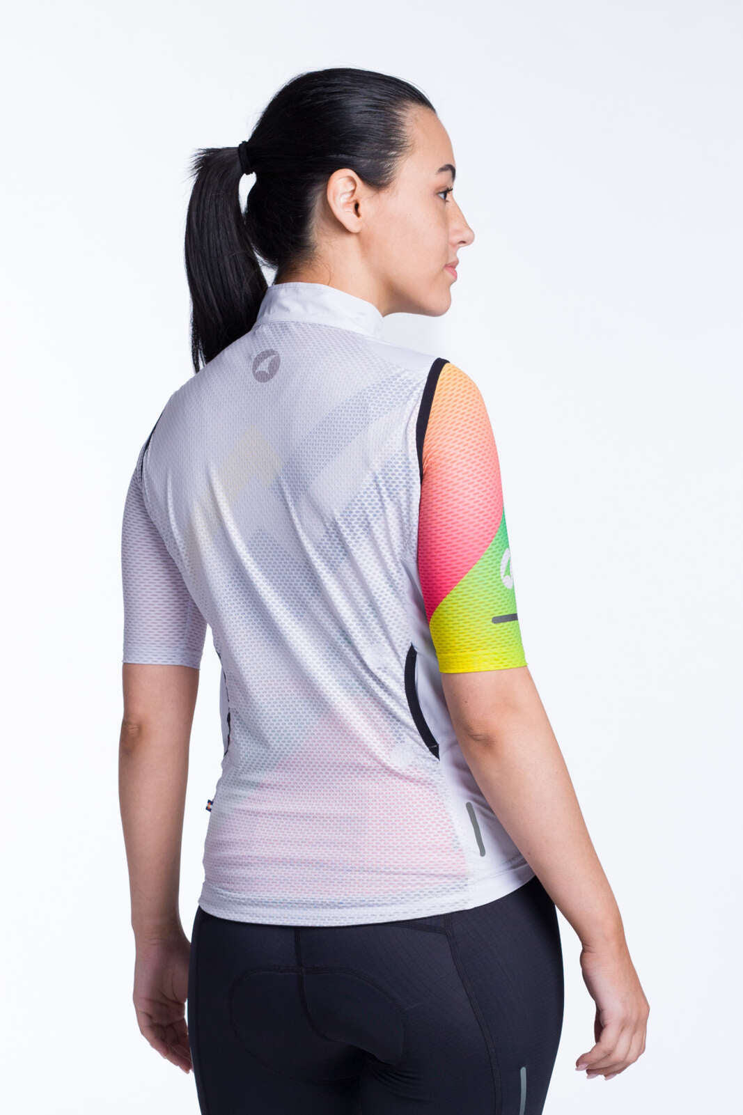 Women's White Packable Cycling Wind Vest - Back View