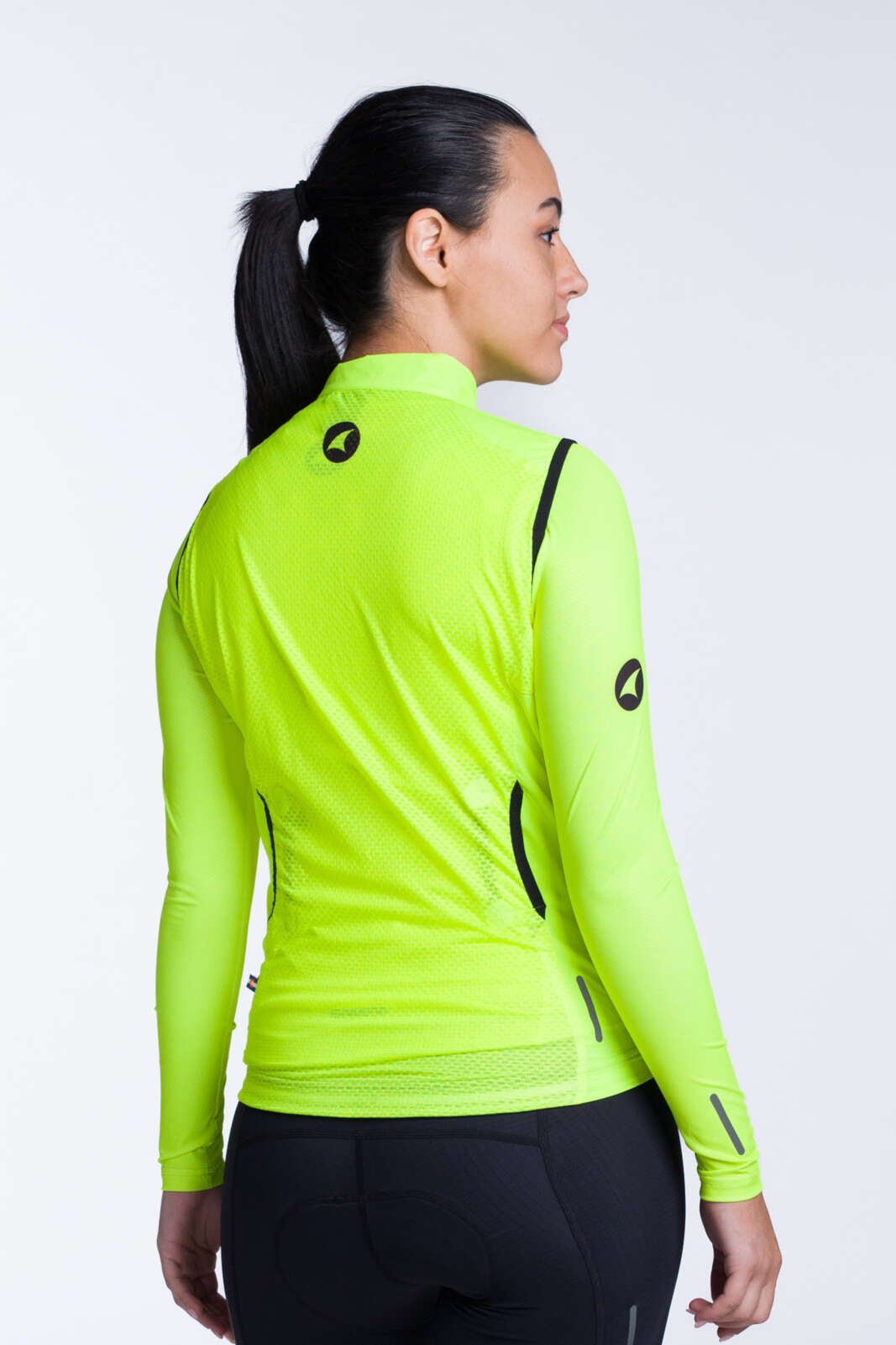 Women's High Viz-Yellow Packable Cycling Wind Vest - Matching Jersey Combo