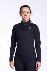 Women's Black Waterproof Cycling Rain Jacket - Front View