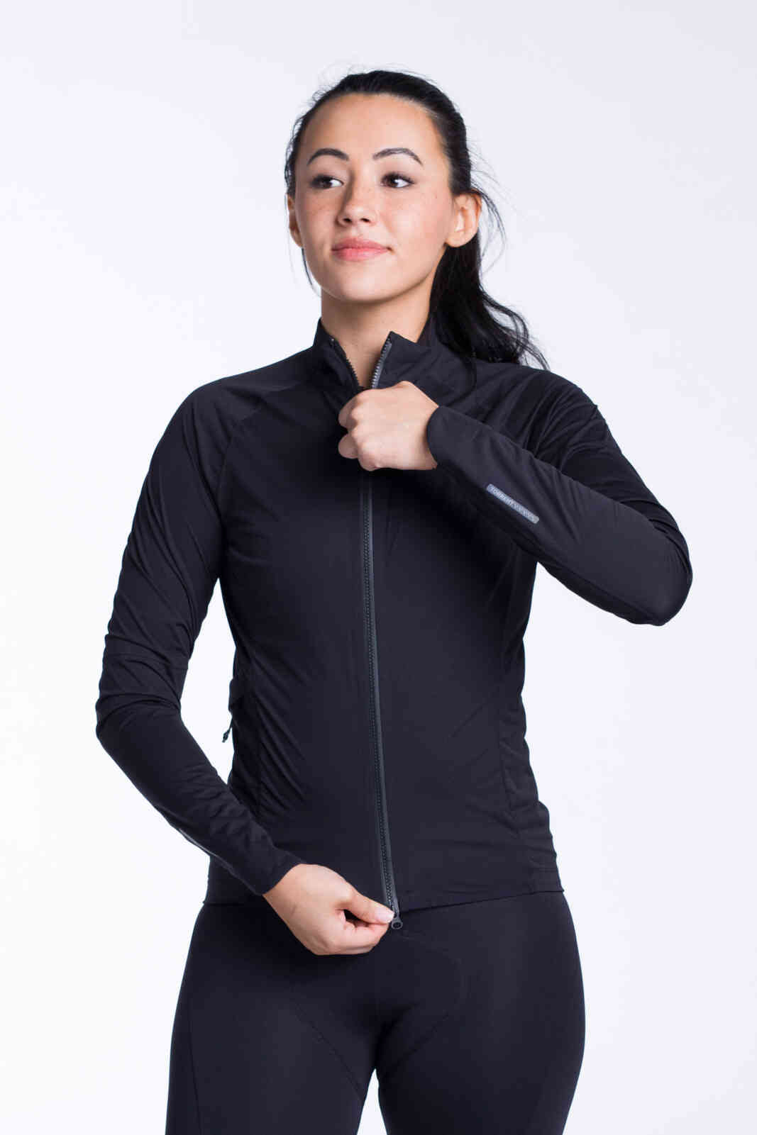 Women's Black Waterproof Cycling Rain Jacket - Zipper 