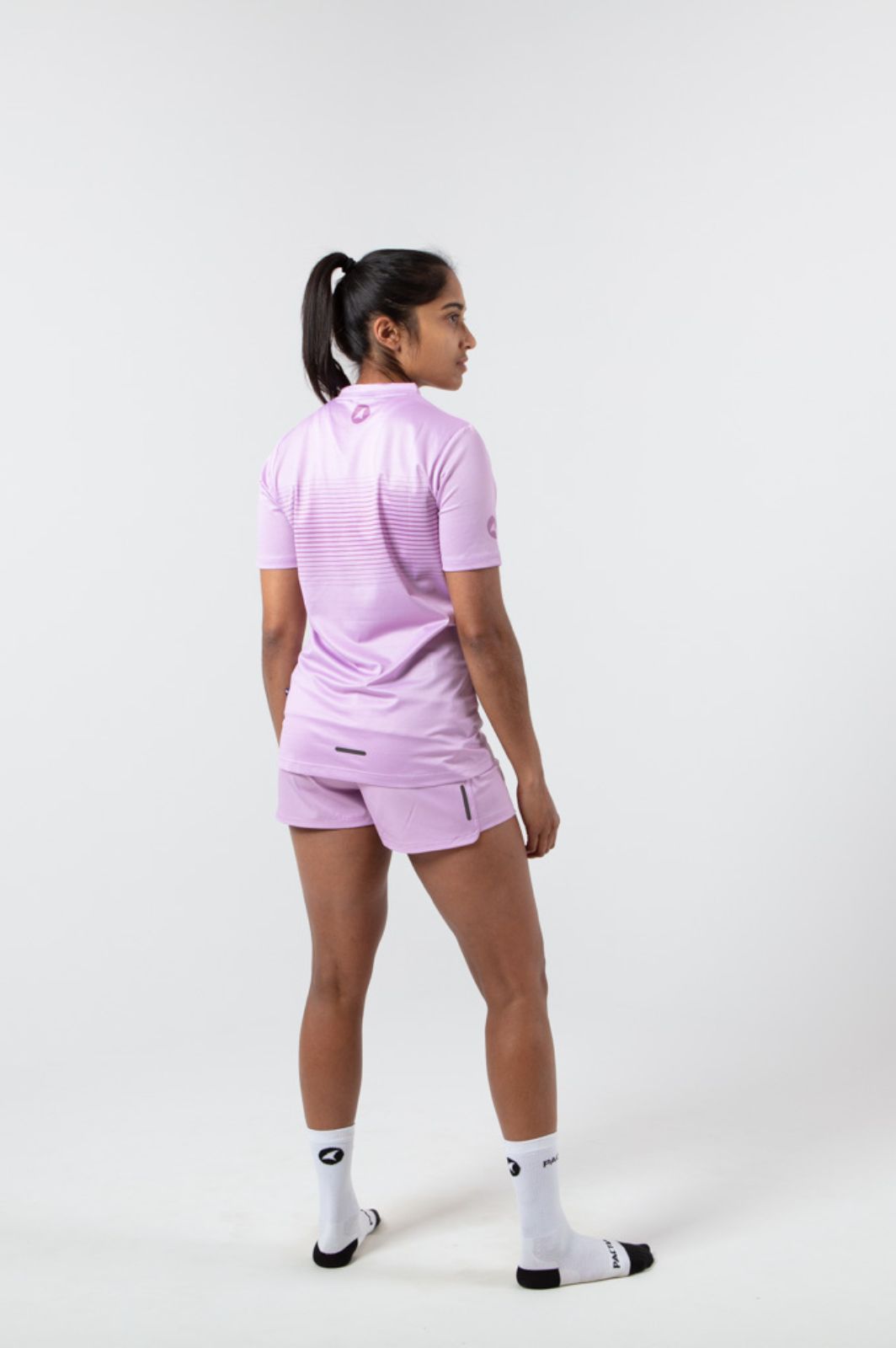 Women's Lilac Running Shorts - Backside View