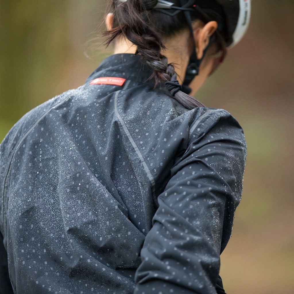 Breathable Waterproof Cycling Jacket For Women - On Body Back View #color_black