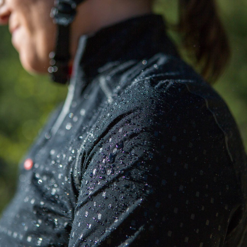 Women's Breathable Waterproof Cycling Jacket in Black #color_black