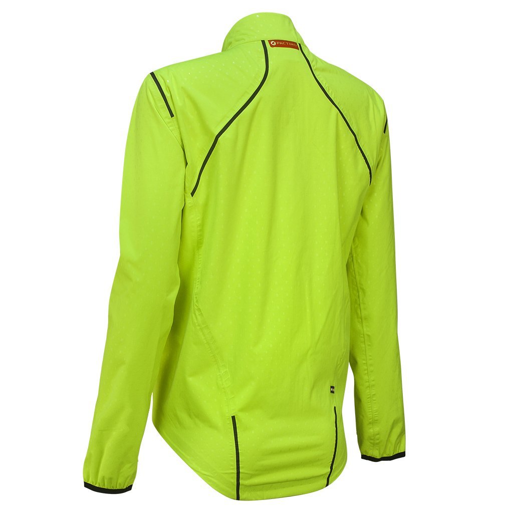 Breathable Waterproof Cycling Jacket For Women Back View #color_manic-yellow