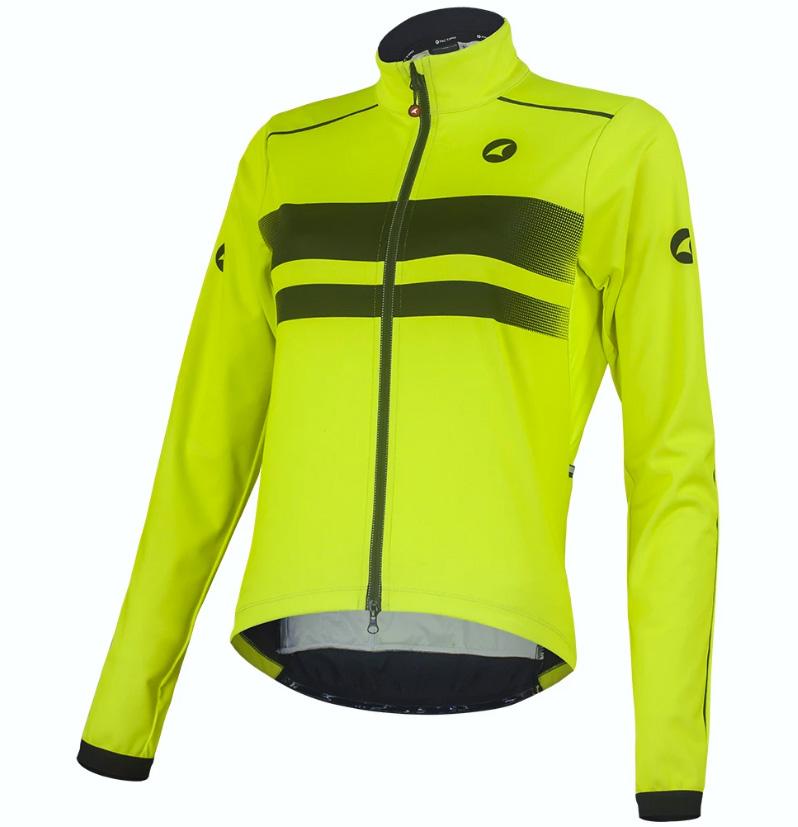 Womens Cycling Jacket for Cool Weather - Front View #color_manic-yellow