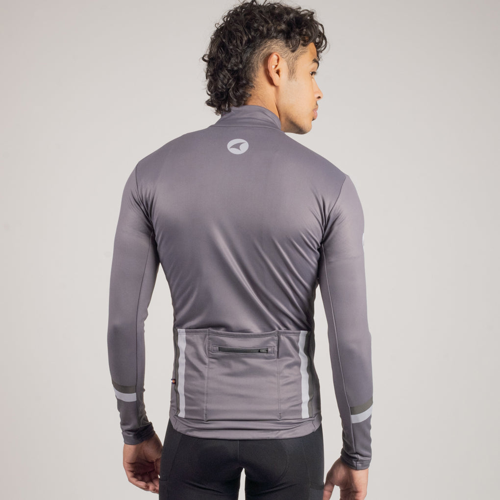 Men's Long Sleeve Thermal Cycling Jersey - Alpine On Body Back #color_slate