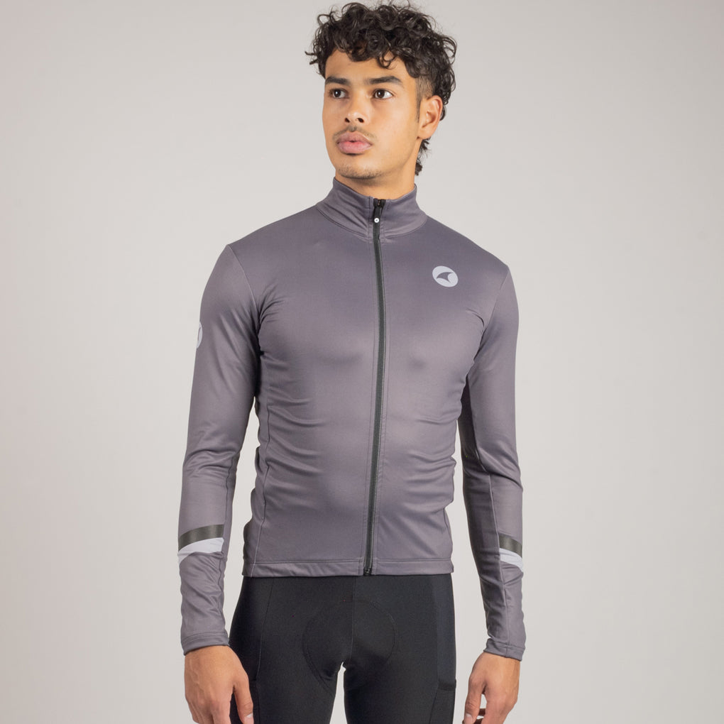 Men's Long Sleeve Thermal Cycling Jersey - Alpine On Body Front #color_slate