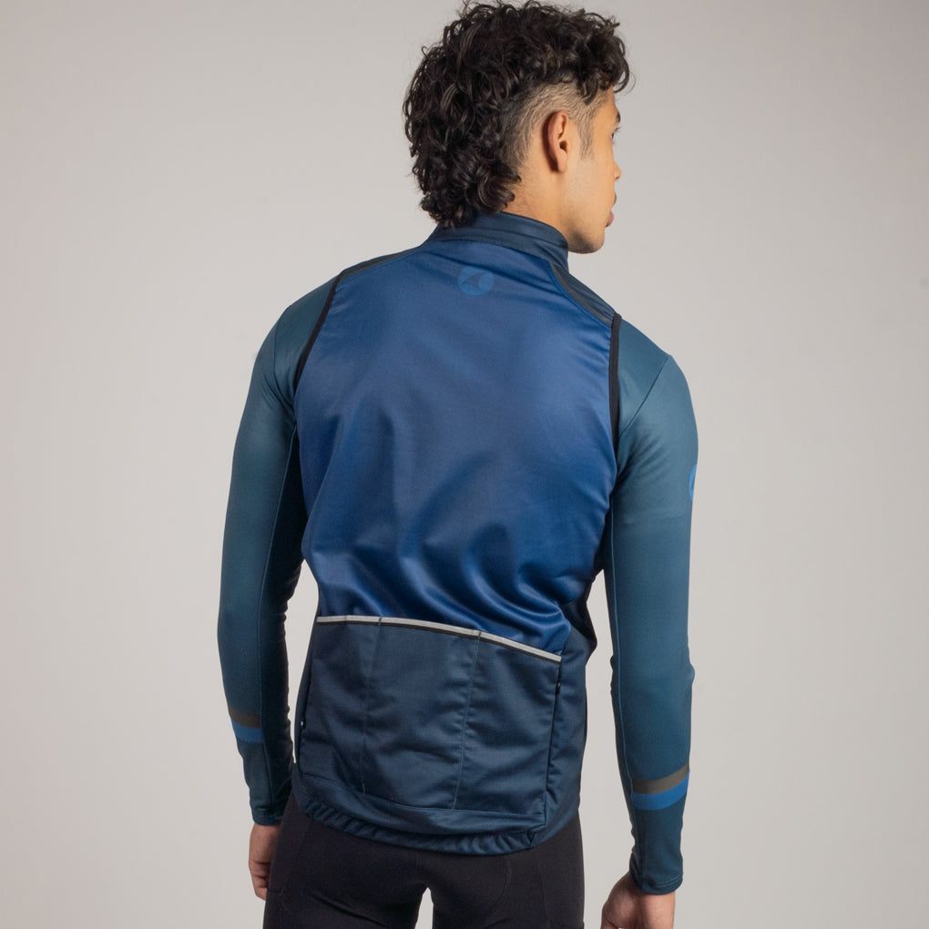 Men's Thermal Cycling Vest - On Body Back #color_navy