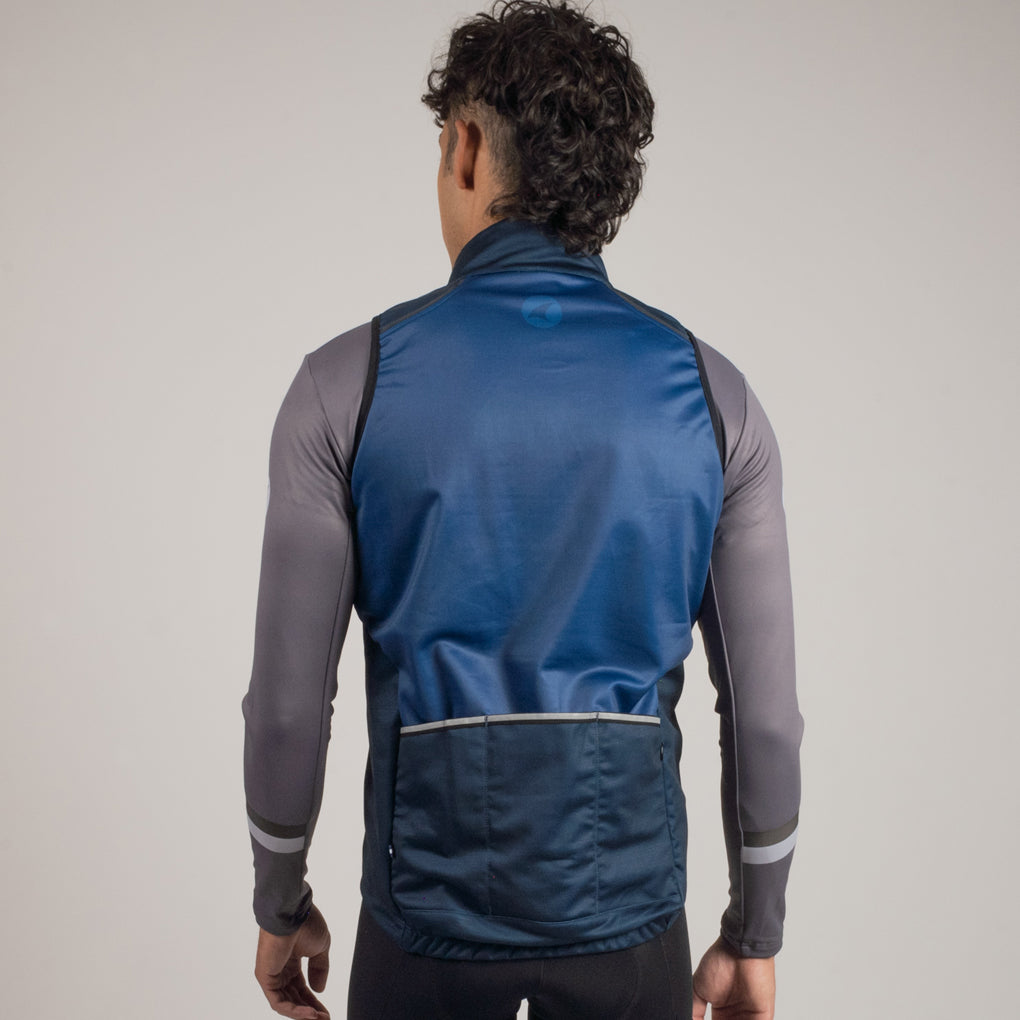 Men's Thermal Cycling Vest - On Body Back View #color_navy